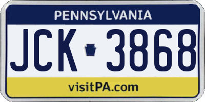 PA license plate JCK3868