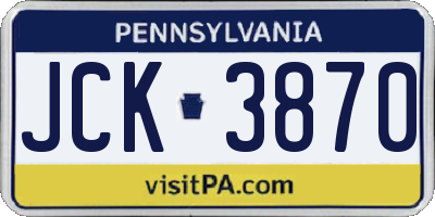 PA license plate JCK3870