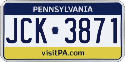 PA license plate JCK3871