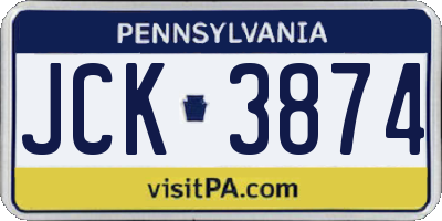 PA license plate JCK3874