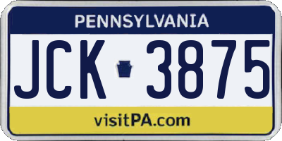 PA license plate JCK3875