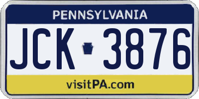 PA license plate JCK3876