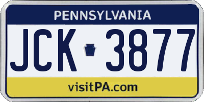 PA license plate JCK3877