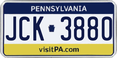 PA license plate JCK3880