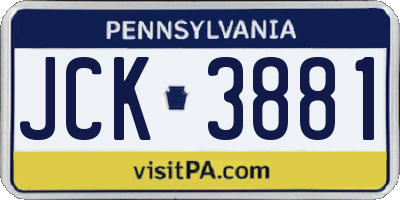PA license plate JCK3881