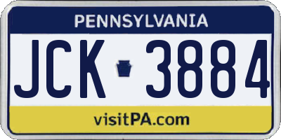PA license plate JCK3884