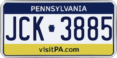 PA license plate JCK3885
