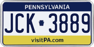 PA license plate JCK3889