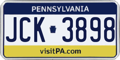 PA license plate JCK3898