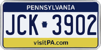 PA license plate JCK3902