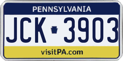 PA license plate JCK3903