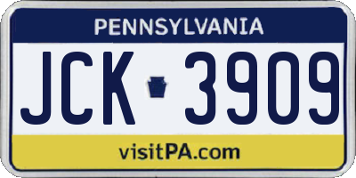PA license plate JCK3909