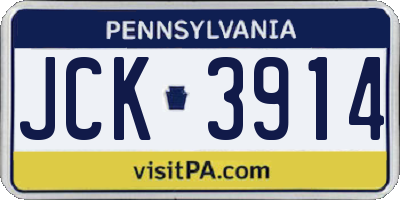 PA license plate JCK3914