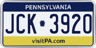 PA license plate JCK3920