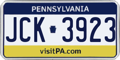 PA license plate JCK3923