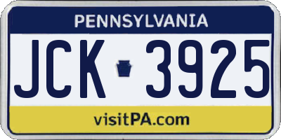 PA license plate JCK3925