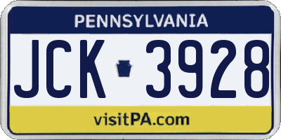 PA license plate JCK3928