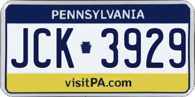 PA license plate JCK3929