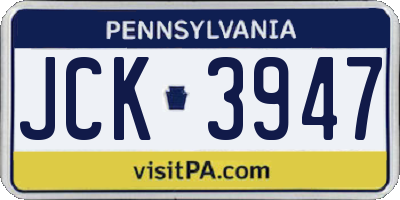PA license plate JCK3947