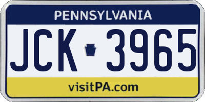 PA license plate JCK3965
