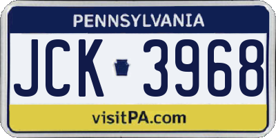 PA license plate JCK3968