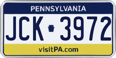 PA license plate JCK3972