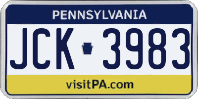 PA license plate JCK3983