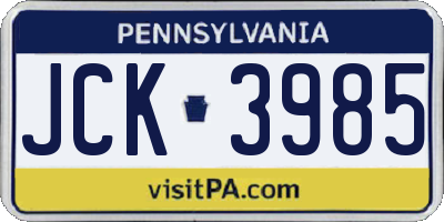 PA license plate JCK3985