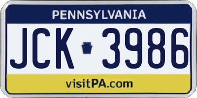 PA license plate JCK3986