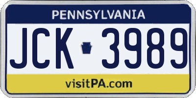 PA license plate JCK3989