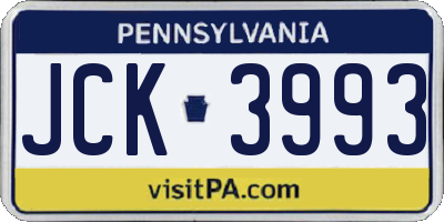 PA license plate JCK3993