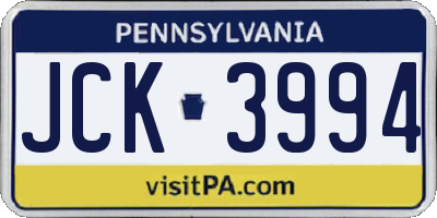 PA license plate JCK3994