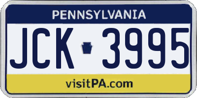 PA license plate JCK3995