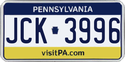 PA license plate JCK3996