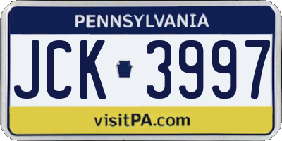 PA license plate JCK3997