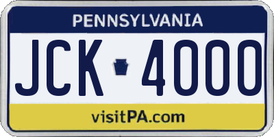 PA license plate JCK4000