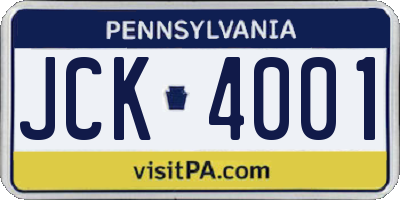 PA license plate JCK4001