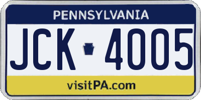 PA license plate JCK4005