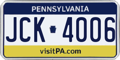 PA license plate JCK4006
