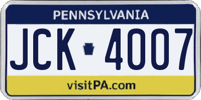 PA license plate JCK4007