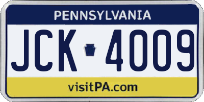 PA license plate JCK4009