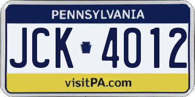 PA license plate JCK4012