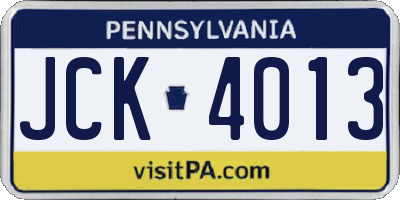 PA license plate JCK4013