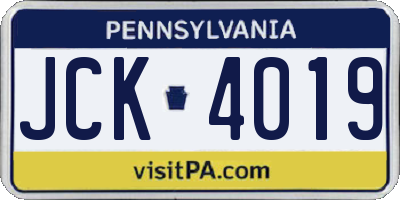 PA license plate JCK4019