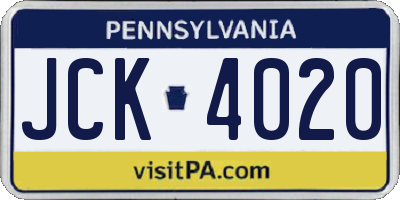 PA license plate JCK4020