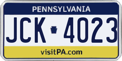 PA license plate JCK4023