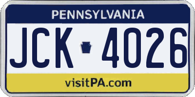 PA license plate JCK4026