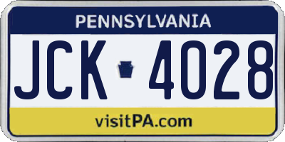 PA license plate JCK4028