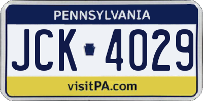 PA license plate JCK4029