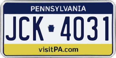 PA license plate JCK4031